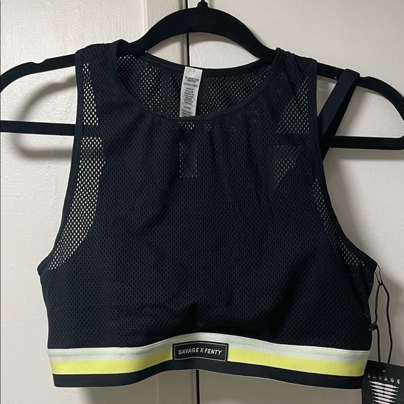Savage X Fenty Other - Savage X Fenty Black and Yellow Mesh Sports Bra XL